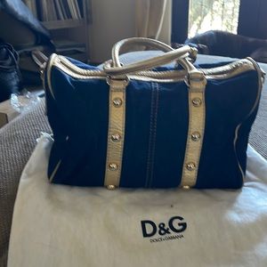 Denim and leather trim bag